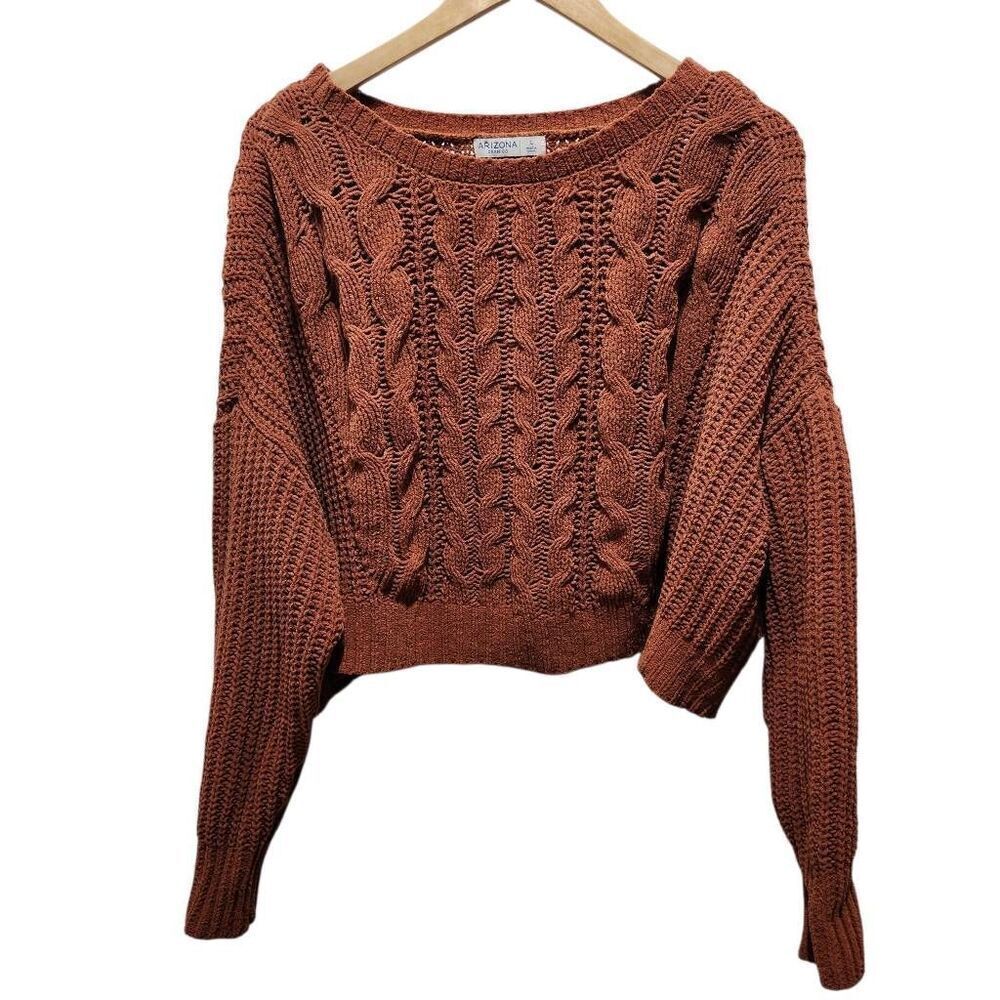 Arizona‎ Jean Co chenille cable knit sweater in cognac brown L